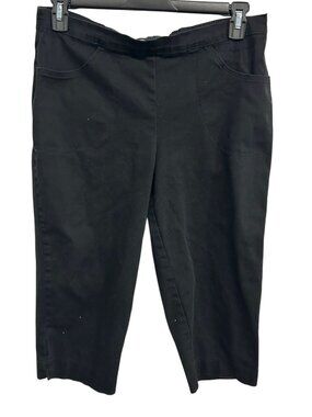 Real Size Large Black Stretch Cotton Blend Elastic Waist Capri Pants Cozycore